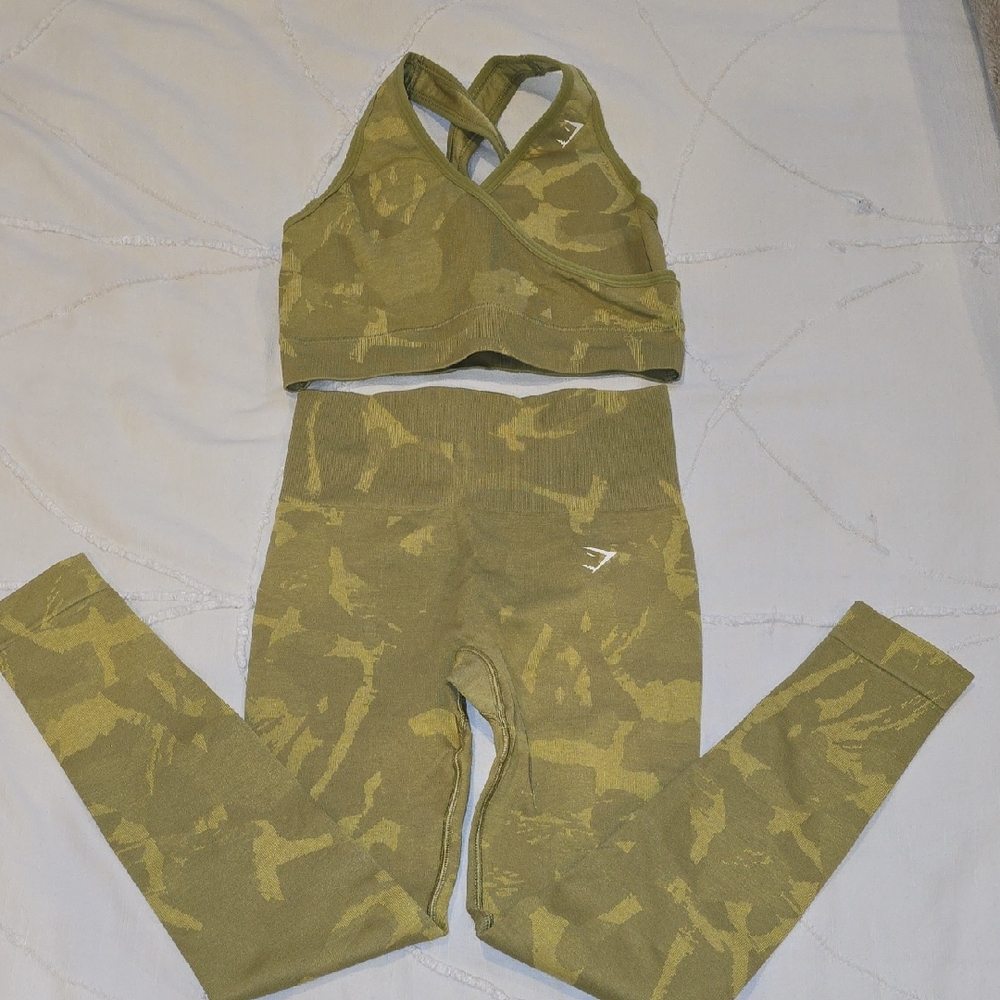 Gymshark Camo Leggings and Bra Set